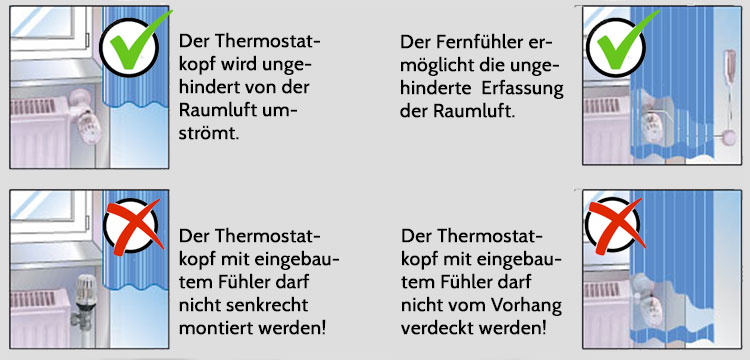 Richtiger Einbau von Thermostatköpfen